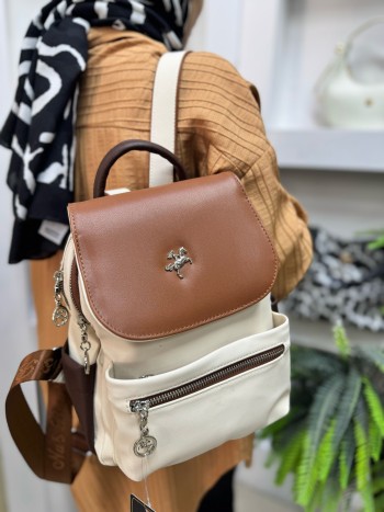 Nas Bags 1328 Kadın Sırt Model Bej Taba 