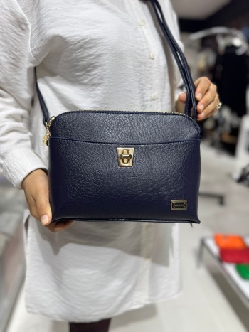 Nas Bags 933 Suni Deri Çapraz Model Lacivert