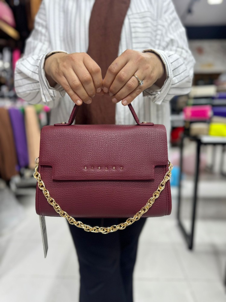 Sisley 237 Suni Deri EL Ve Çapraz Model Bordo