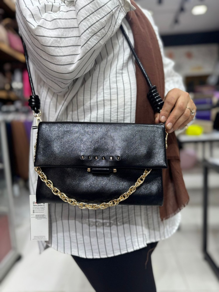 Sisley SLY233 Suni Deri El,Omuz  Ve Çapraz Model Siyah