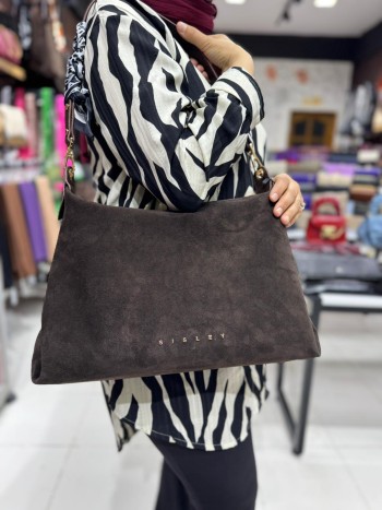 Sisley SLY_300 Süet Nubuk Deri El,Omuz Model Kahve