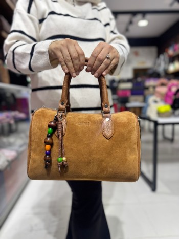 V'Shine 5011  Nubuk Deri Kadın Çanta İthal Premium Serisi  El,Omuz  Ve Çapraz Modl Taba