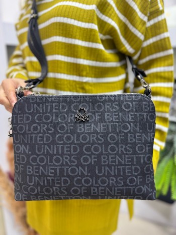 Benetton Bnt-1399 Kadın Çanta Monogram Çapraz Model Siyah