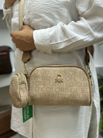 Benetton Bnt-1278 Kadın Çanta Monogram Çapraz Model Camel