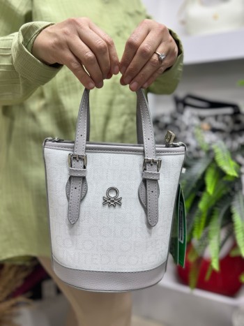 Benetton Bnt-1329 Kadın Çanta Monogram El Ve Çapraz Model Beyaz