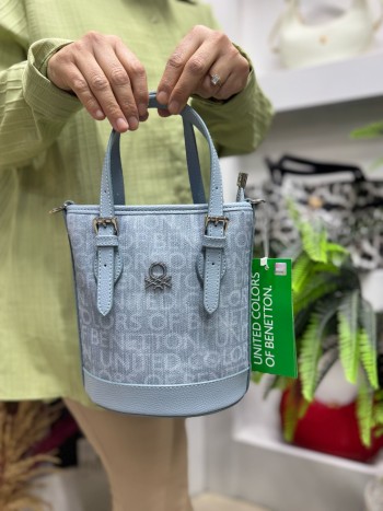 Benetton Bnt-1329 Kadın Çanta Monogram El Ve Çapraz Model Mavi