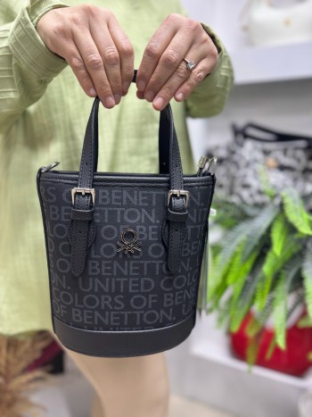 Benetton Bnt-1329 Kadın Çanta Monogram El Ve Çapraz Model Siyah