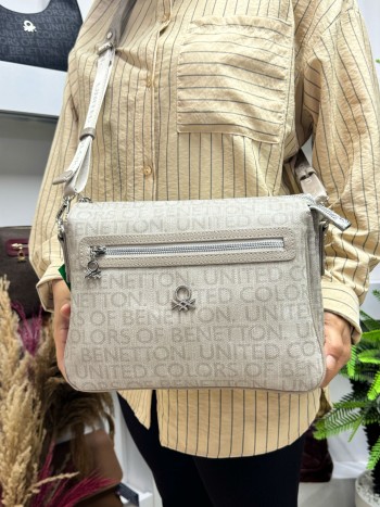 Benetton Bnt-1276 Kadın Çanta Monogram Eskitme Çapraz Model Taş