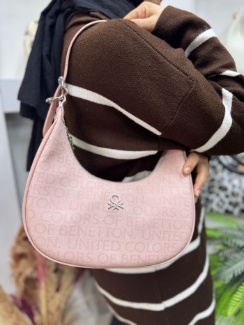 Benetton Bnt-1404 Kadın Çanta Monogram Eskitme Baskı El Ve Çapraz Model Pembe