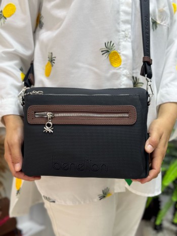 Benetton Bnt-1437 Kadın Çanta Nano Kumaş Çapraz Model Siyah Kahve