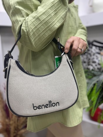 Benetton Bnt-1541 Kadın Çanta El Ve Çapraz Model Bej Siyah