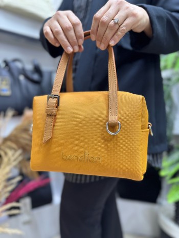Benetton Bnt-1582 Kadın Çanta Nano Kumaş El Ve Çapraz Model Hardal