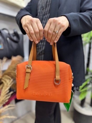Benetton Bnt-1582 Kadın Çanta Nano Kumaş El Ve Çapraz Model Turuncu