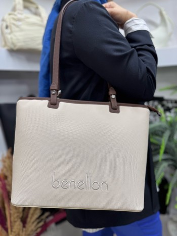Benetton Bnt-1583 Kadın Çanta Nano Kumaş El Ve Çapraz Model Taş Kahve