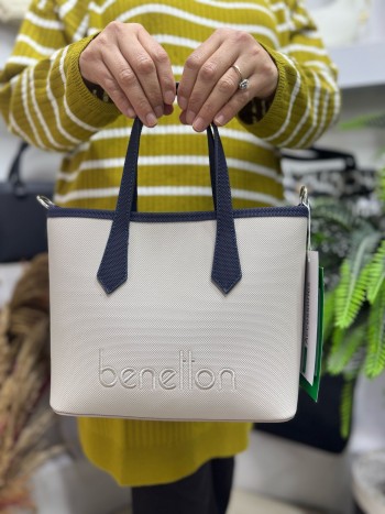 Benetton Bnt-1588 Kadın Çanta Nano Kumaş El Ve Çapraz Model Bej Laci