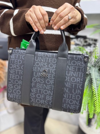Benetton Bnt-1596 Kadın Çanta Monogram El Ve Çapraz Model Siyah
