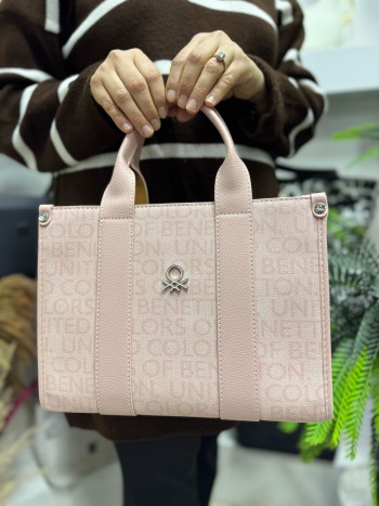 Benetton Bnt-1596 Kadın Çanta Monogram El Ve Çapraz Model Vizon