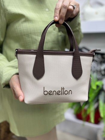 Benetton Bnt-1598 Kadın Çanta Nano Kumaş El Ve Çapraz Model Bej Kahve