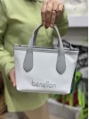 Benetton Bnt-1598 Kadın Çanta Nano Kumaş El Ve Çapraz Model Beyaz Gri