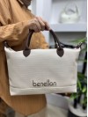 Benetton Bnt-1612 Kadın Çanta Nano Kumaş El Ve Çapraz Model Bej Kahve