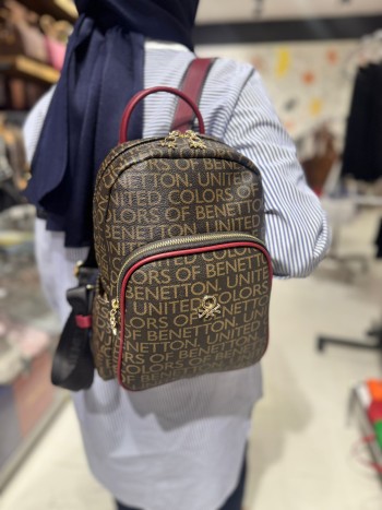 Benetton BNT-1645 Suni Deri Sırt Model Bordo