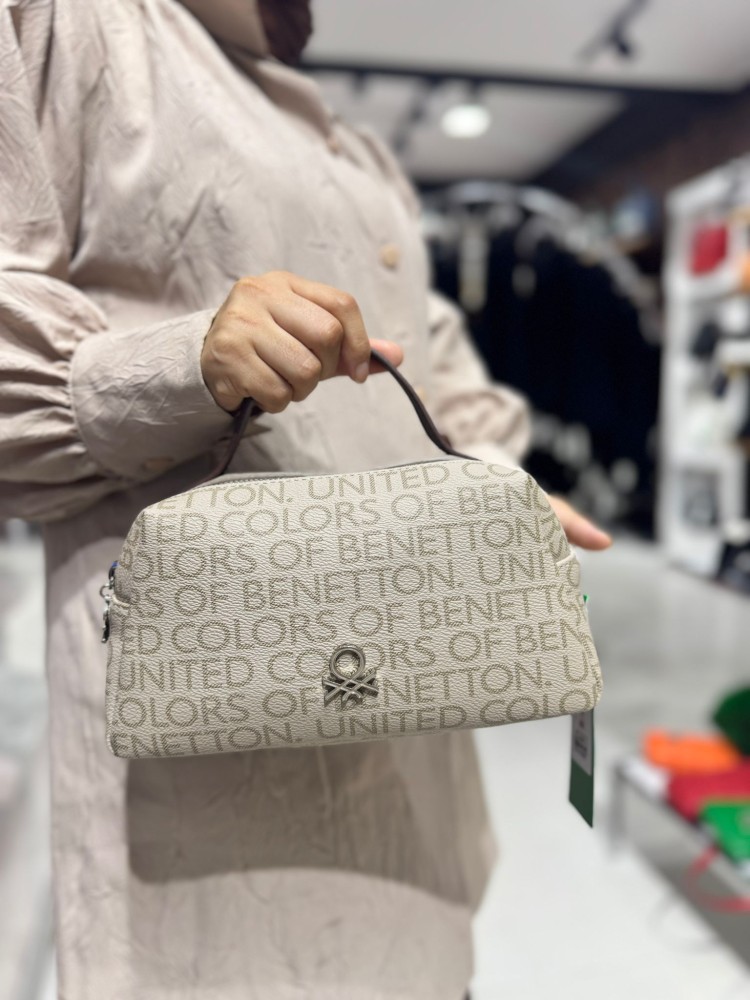 Benetton BNT-1695 Monogram El Ve Çapraz Model Taş Kahve