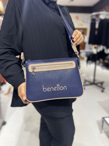 Benetton Bnt-1662 Suni Deri Çapraz Model Lacivert 