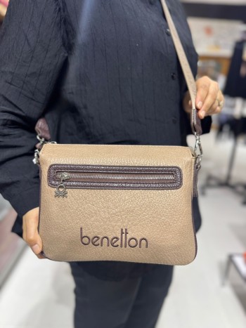 Benetton Bnt-1662 Suni Deri Çapraz Model Vizon