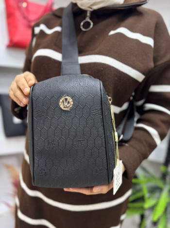 Levidor 930229 Kadın Çanta Lazer Baskı Vücut Çantası Siyah