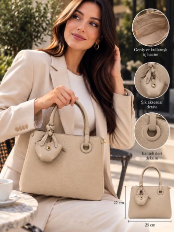 Levidor 930636Kadın Çanta İthal Premium Serisi  El  Ve Çapraz Model Kum