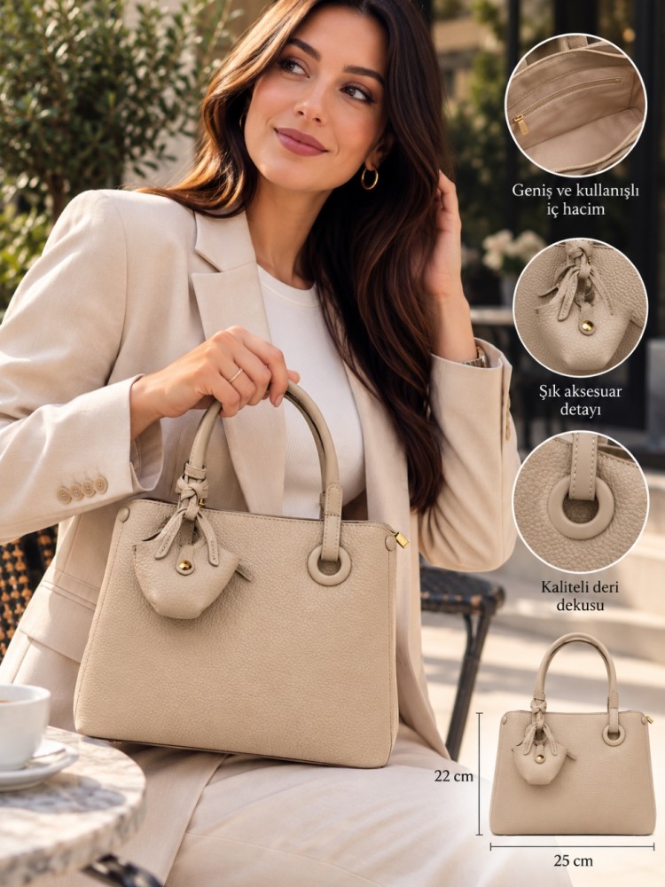 Levidor 930636Kadın Çanta İthal Premium Serisi  El  Ve Çapraz Model Kum