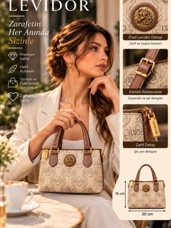 Levidor 931010 Kadın Çanta İthal Premium Serisi  El  Ve Çapraz Model Camel