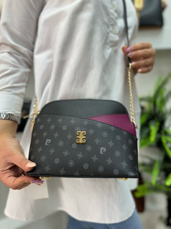 Pierre Cardin 102 Kadın Çanta Monogram El Ve Çapraz Model Siyah Bordo