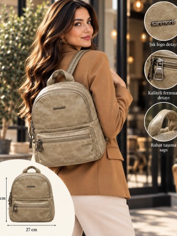 Sanmoris 0006 Yumuşak Dokulu Sırt Çanta Model Vizon Sanmoris 0006 Yumuşak Dokulu Sırt Çanta Model Vizon
