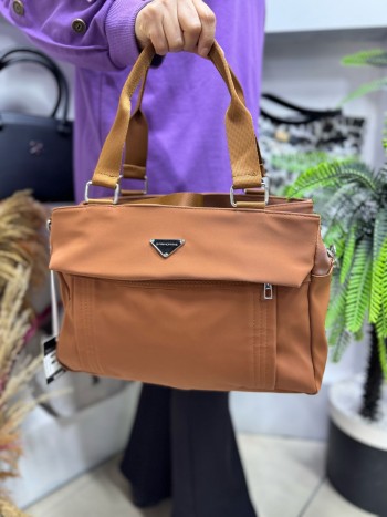 Sanmorris 1416 Kadın Çanta Saten Kumaş El Ve Çapraz Model Taba