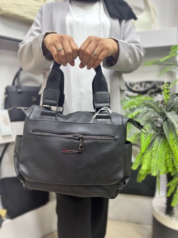 Sanmoris 1383 Kadın El Ve Çapraz  Model Siyah Suni Deri