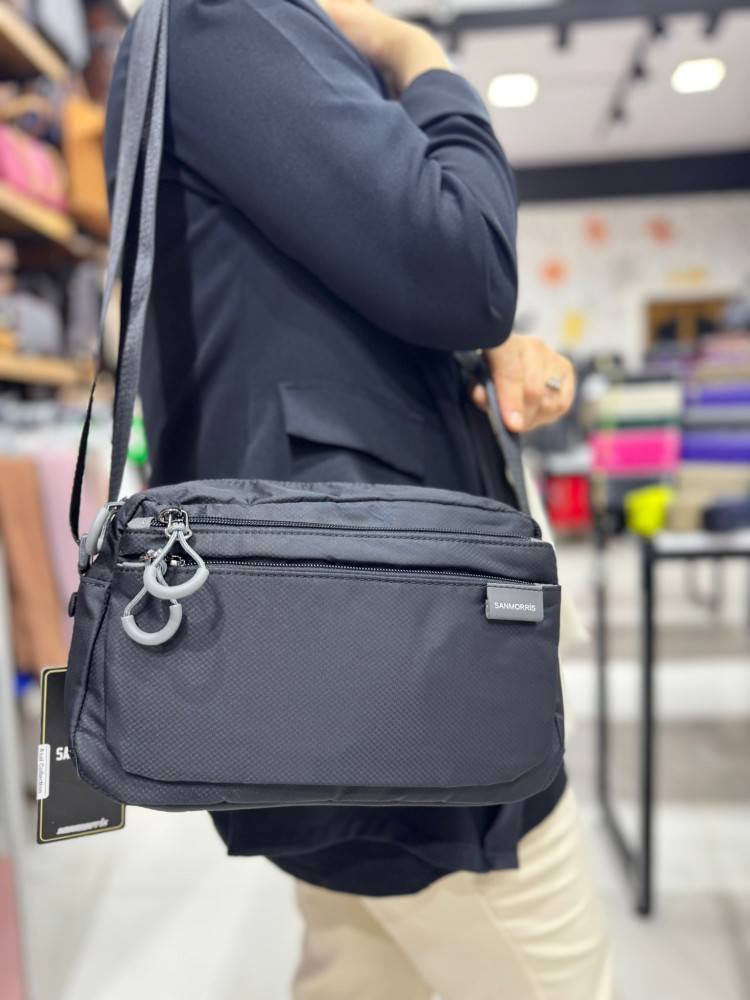 Sanmoris 6003 İthal Paraşüt Kumaş Çapraz Çanta Siyah