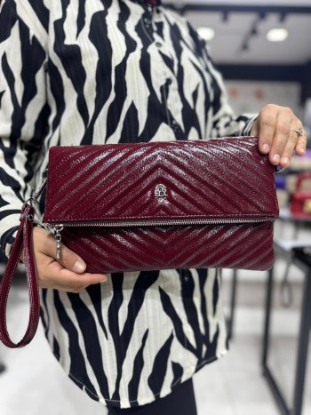 Sosela 6010 Kadın Çanta El Ve Çapraz Model Rugan Bordo