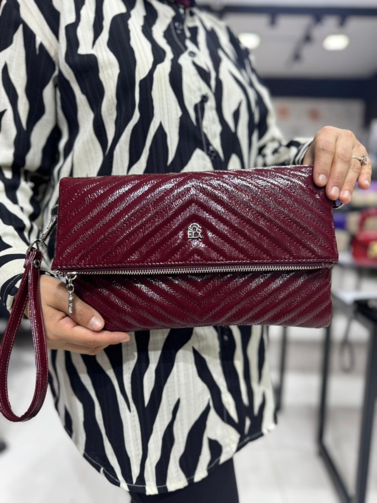 Sosela 6010 Kadın Çanta El Ve Çapraz Model Rugan Bordo